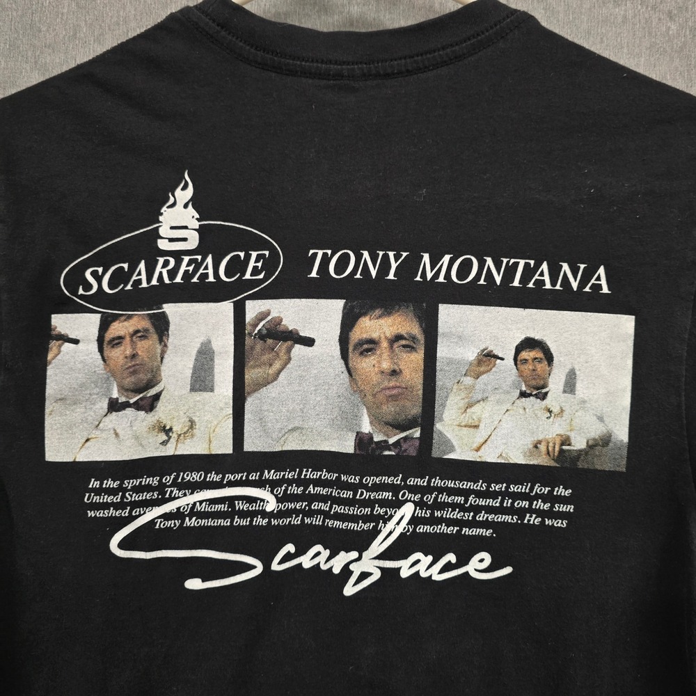 Scarface Tony Montana Graphic T-Shirt Mens Small Black Movie Promo Tee Al Pacino